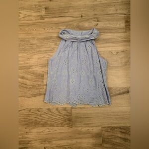 Sail to Sable Lilac Eyelet Sleeveless Boatneck Top Size Large 💜💚